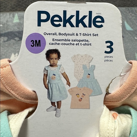 Pekkle Baby Dress Set with Peach and Mint - Picture 4 of 4